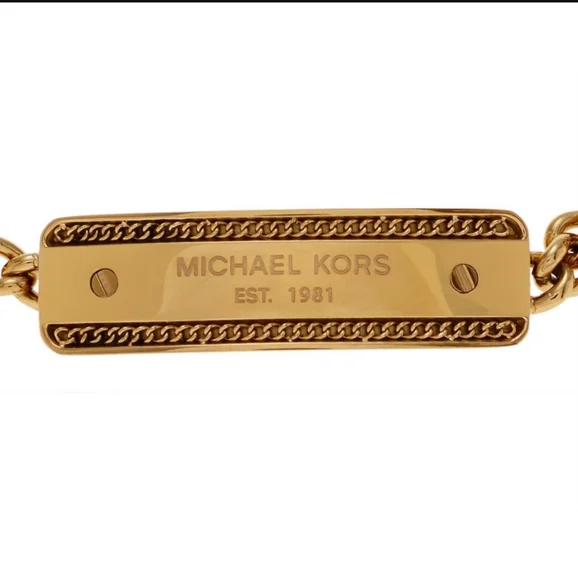 Michael Kors Bracelet Logo Plaque Chain Link Rose Gold Plate Stainless Steel NWT - Picture 4 of 15